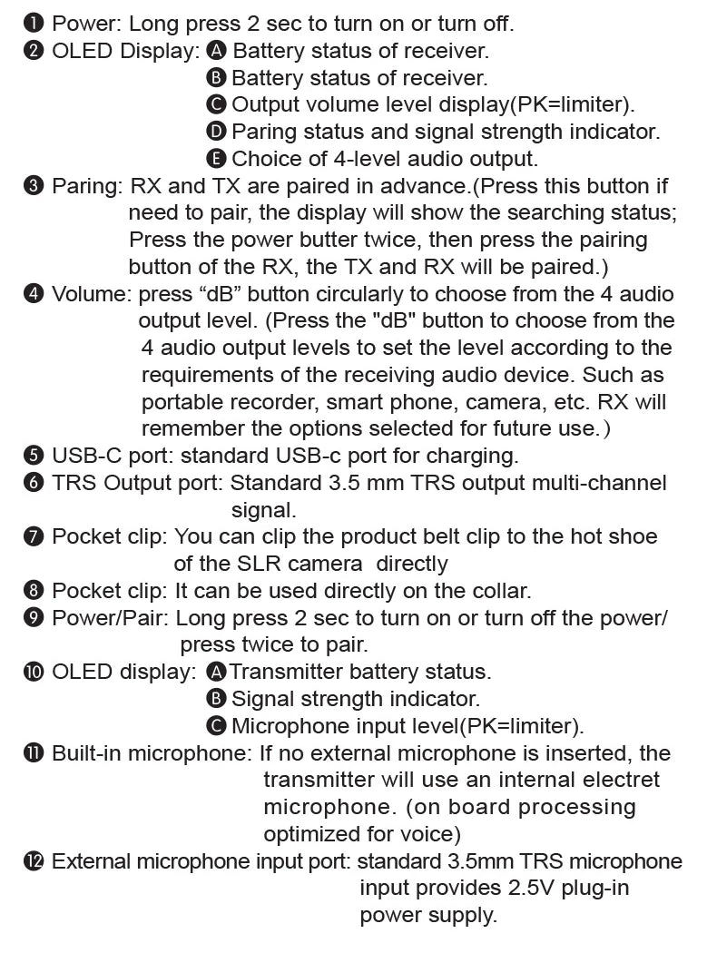 Relacart Mi1 2.4G Wireless Microphone System Mini Lavalier Mic Clip-on Microphone 3.5mm TRS for DSLR Camera Cellphone Monitor