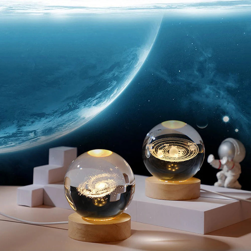 3D Cozy Crystal Atmosphere plasma ball with Galaxy and Planetary Projections