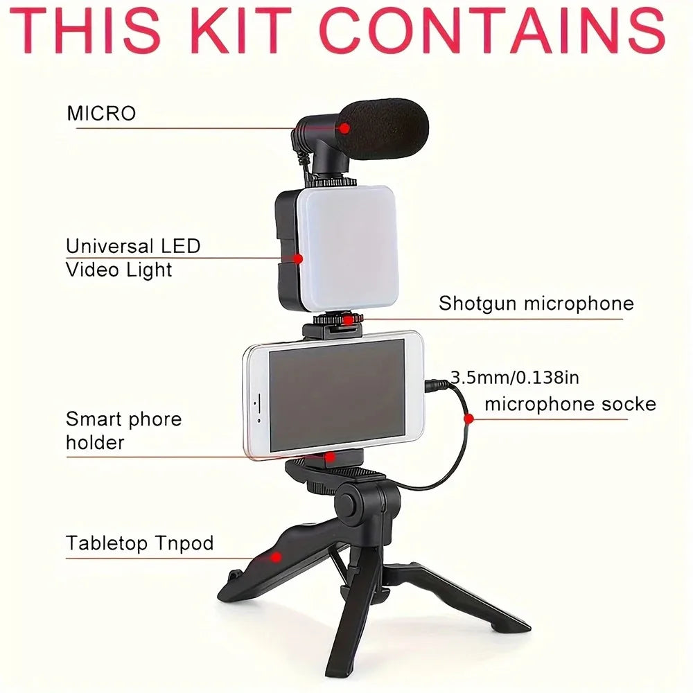 0.1Smartphone Vlogging Kit With Tripod Phone Holder